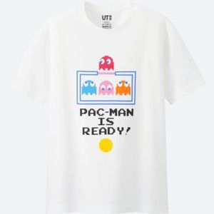 WORN 1X! UNIQLO PAC MAN IS READY TSHIRT WHITE MED